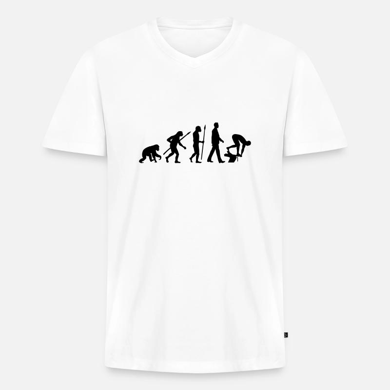 evolution_schwimmer_102012_a_1c - Männer Premium Bio T-Shirt mit V-Ausschnitt - Weiß