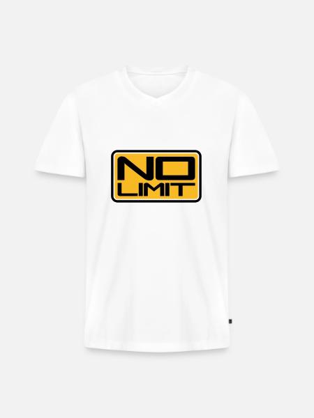 No Limit Shield - Men's Premium Organic T-shirt with V-neck - white