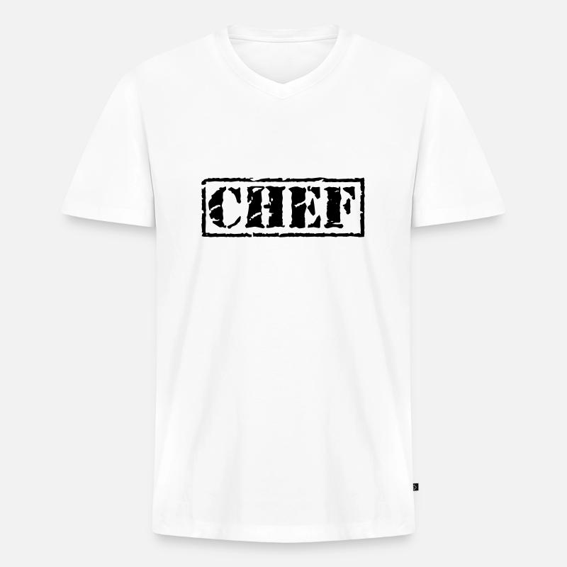 Chef - Männer Premium Bio T-Shirt mit V-Ausschnitt - Weiß