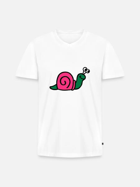 Snail - Men's Premium Organic T-shirt with V-neck - white