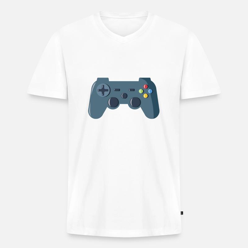 Gaming Controller - Männer Premium Bio T-Shirt mit V-Ausschnitt - Weiß