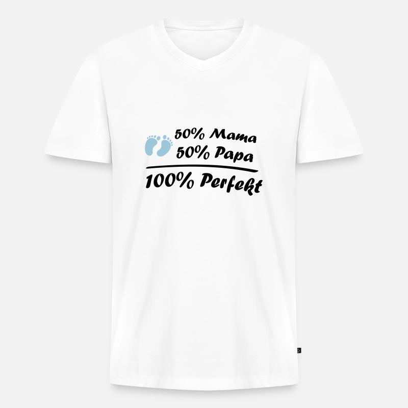 100_perfekt_02 - Männer Premium Bio T-Shirt mit V-Ausschnitt - Weiß
