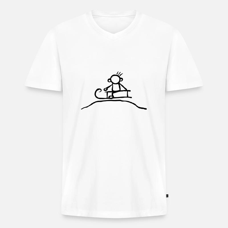 Schlittenfahrt Winter - Männer Premium Bio T-Shirt mit V-Ausschnitt - Weiß