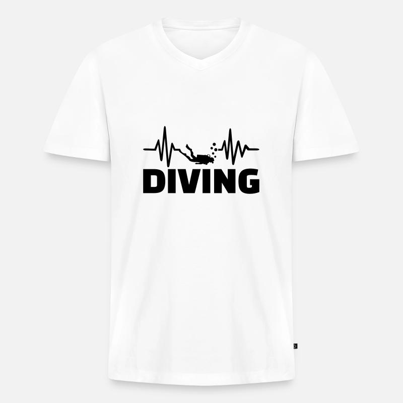 Tauchen - Männer Premium Bio T-Shirt mit V-Ausschnitt - Weiß