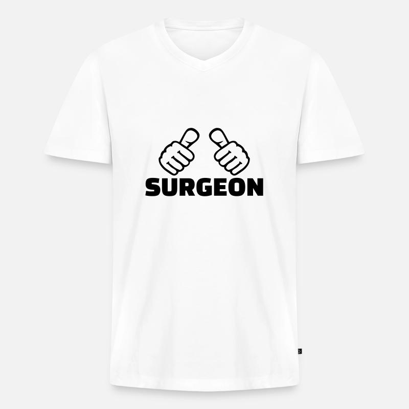 Chirurg - Männer Premium Bio T-Shirt mit V-Ausschnitt - Weiß