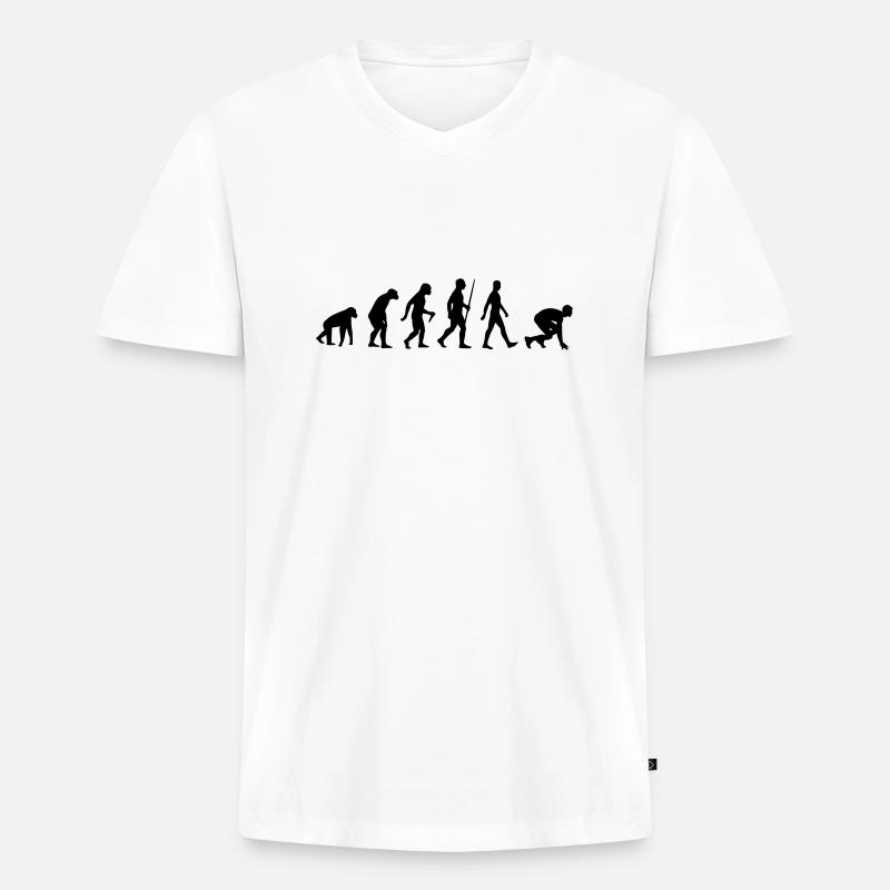 Athlétisme Sprint Sprinter Sprinting Evolution - T-shirt encolure en V Premium bio Homme - blanc
