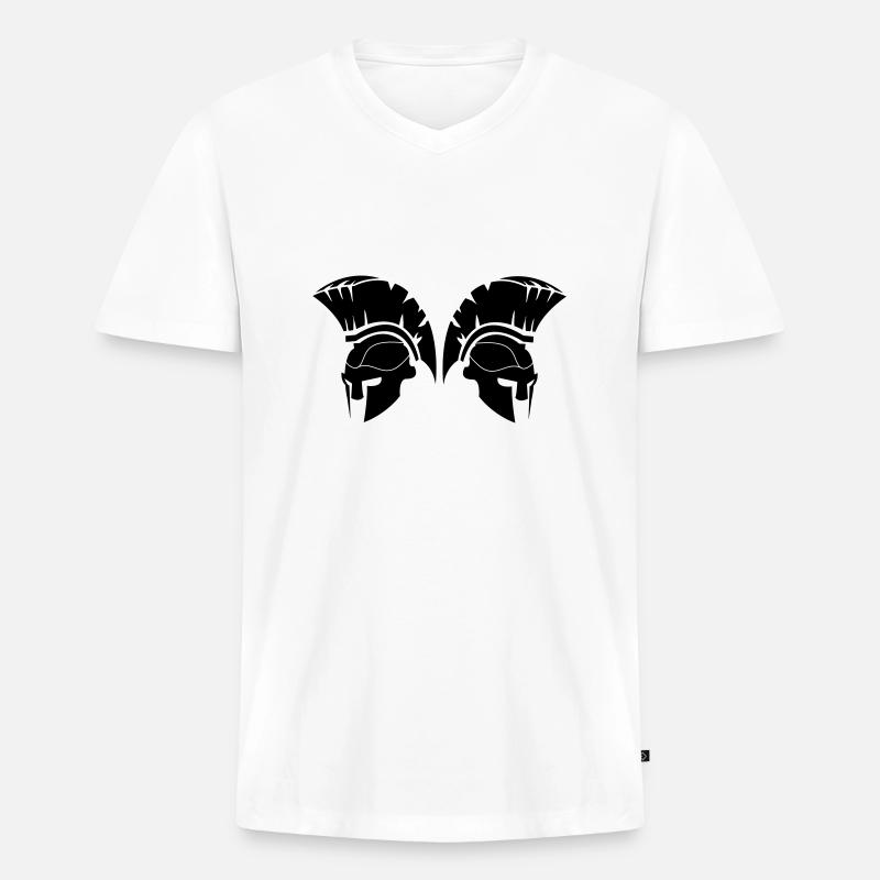 Spartans - Männer Premium Bio T-Shirt mit V-Ausschnitt - Weiß