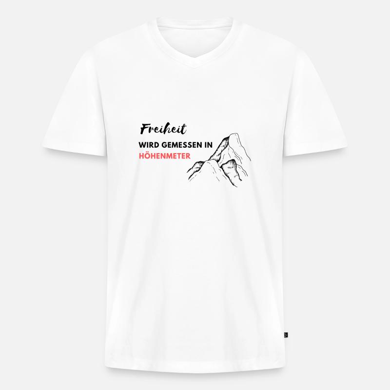 freiheit wird in höhenmeter gemessen - Männer Premium Bio T-Shirt mit V-Ausschnitt - Weiß
