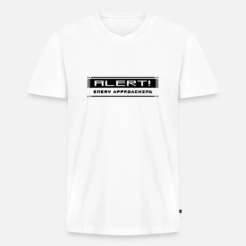 8Bit Alarm - Männer Premium Bio T-Shirt mit V-Ausschnitt - Weiß