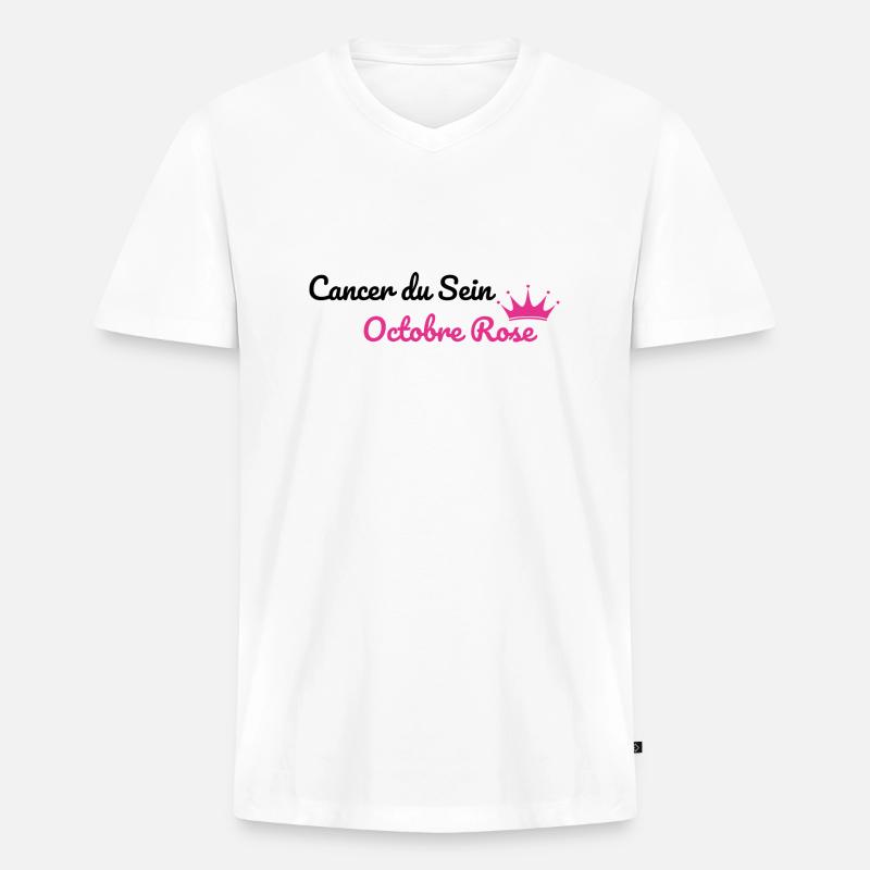 Brustkrebs Rosa Oktober - Männer Premium Bio T-Shirt mit V-Ausschnitt - Weiß