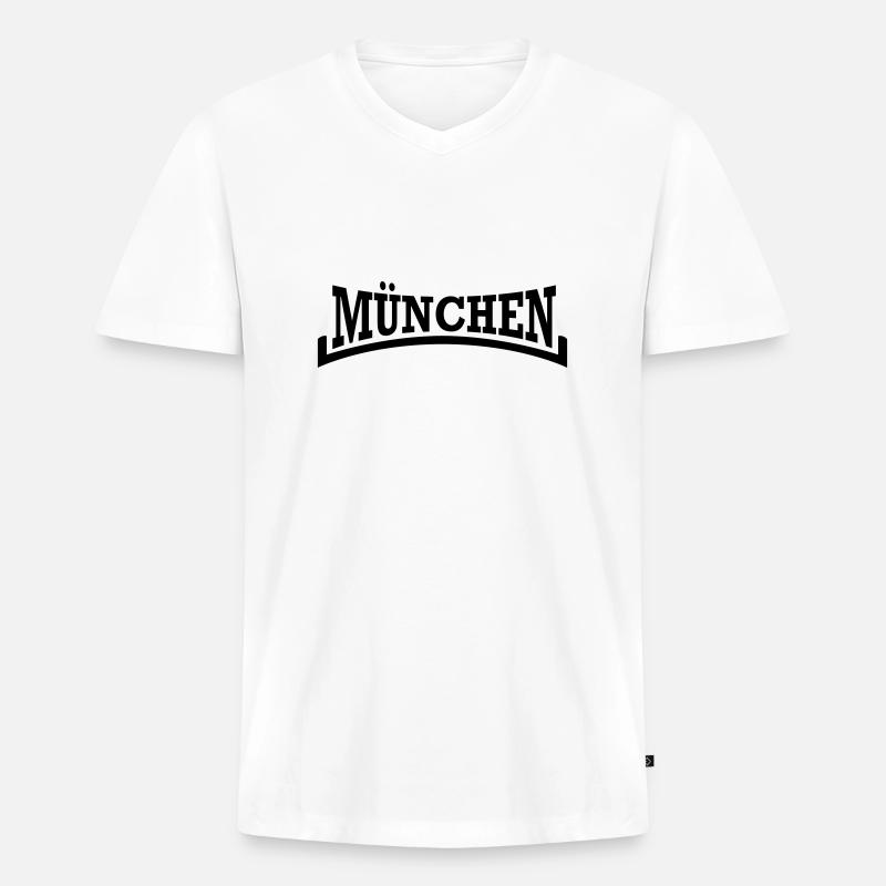 Muenchen Style - Männer Premium Bio T-Shirt mit V-Ausschnitt - Weiß