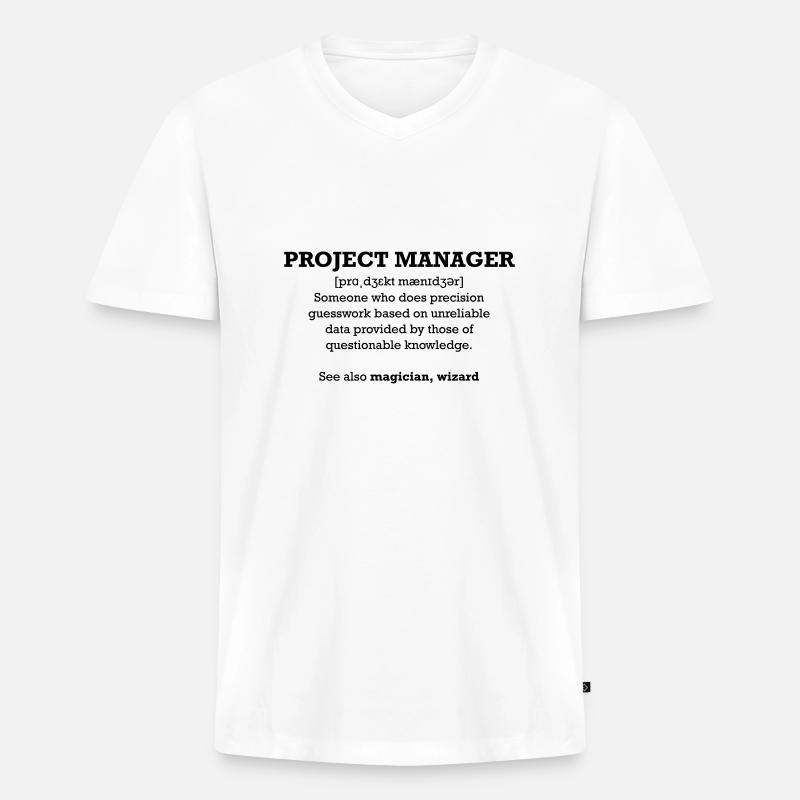 Project manager - wizard - Männer Premium Bio T-Shirt mit V-Ausschnitt - Weiß