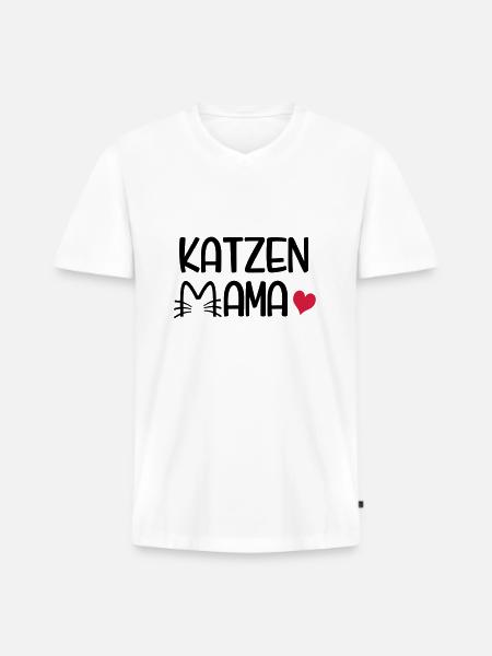 Katzen Mama - Männer Premium Bio T-Shirt mit V-Ausschnitt - Weiß