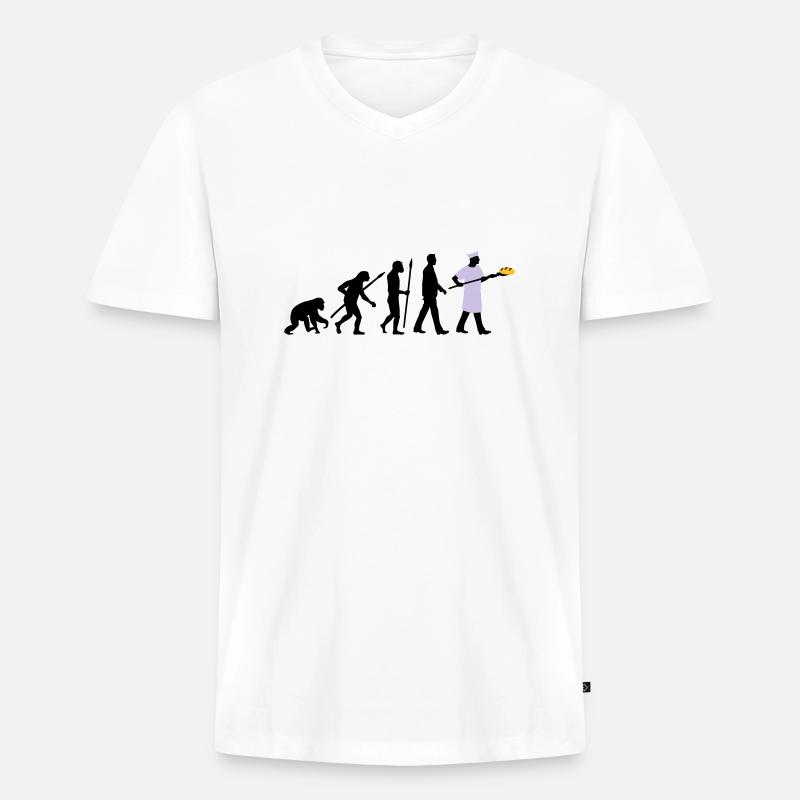 evolution_backer_122013_b_3c - Männer Premium Bio T-Shirt mit V-Ausschnitt - Weiß