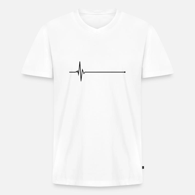 Puls - Pulslinie - Frequenz - Männer Premium Bio T-Shirt mit V-Ausschnitt - Weiß