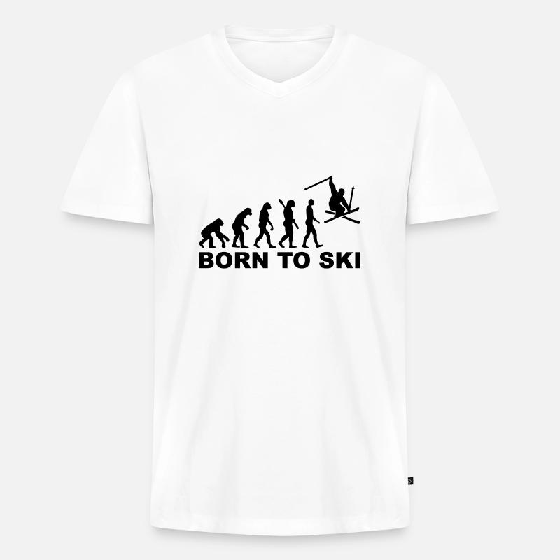 Ski - Männer Premium Bio T-Shirt mit V-Ausschnitt - Weiß