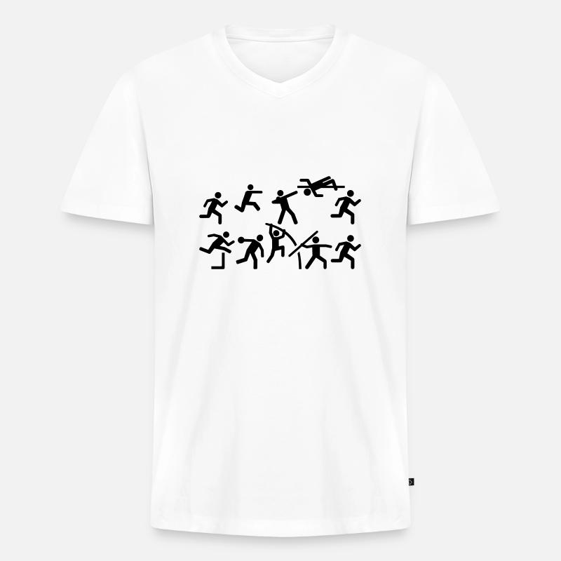 Zehnkampf - Männer Premium Bio T-Shirt mit V-Ausschnitt - Weiß
