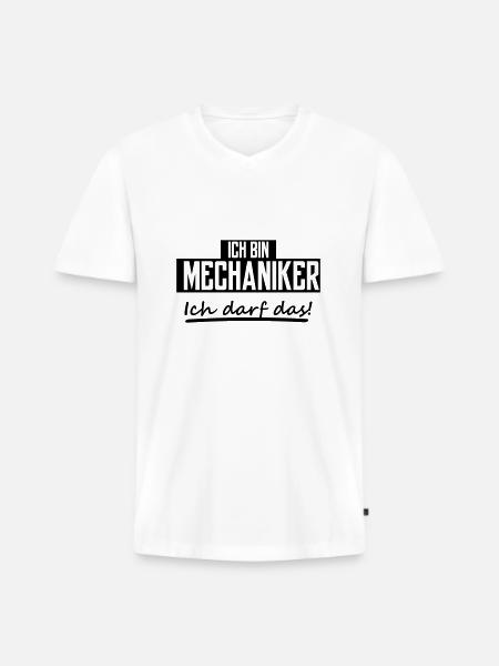 ich bin mechaniker - Männer Premium Bio T-Shirt mit V-Ausschnitt - Weiß