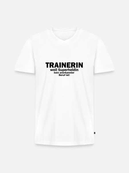 trainerin - Männer Premium Bio T-Shirt mit V-Ausschnitt - Weiß