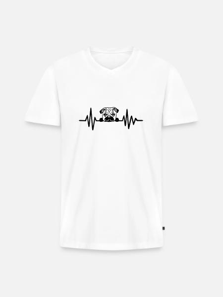 Pug - Men's Premium Organic T-shirt with V-neck - white