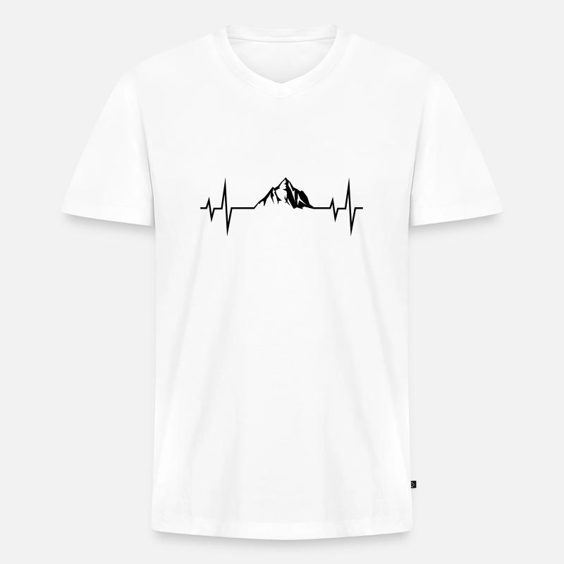 mountains puls ekg - Männer Premium Bio T-Shirt mit V-Ausschnitt - Weiß