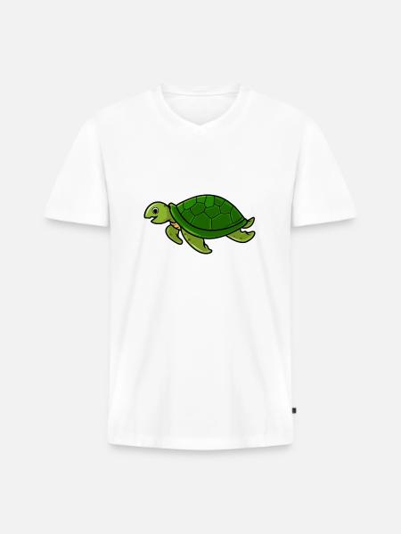 turtle - Men's Premium Organic T-shirt with V-neck - white