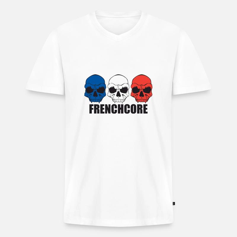 Frenchcore - Männer Premium Bio T-Shirt mit V-Ausschnitt - Weiß