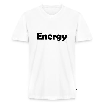 Energy - Männer Premium Bio T-Shirt mit V-Ausschnitt - Weiß - Vorne - Nico (187cm)