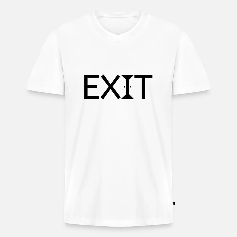Exit - Männer Premium Bio T-Shirt mit V-Ausschnitt - Weiß
