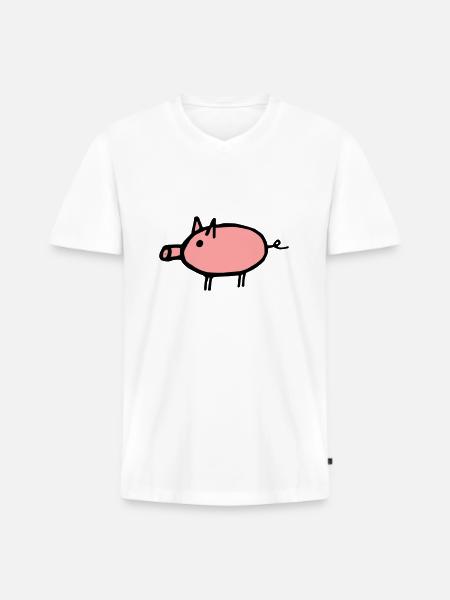 Pig - Men's Premium Organic T-shirt with V-neck - white