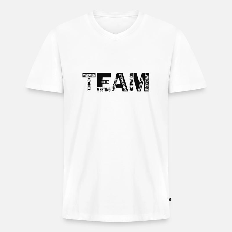 Team Teamwork Leitsprüche Motivation - Männer Premium Bio T-Shirt mit V-Ausschnitt - Weiß