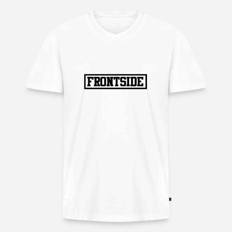 Frontside - Männer Premium Bio T-Shirt mit V-Ausschnitt - Weiß