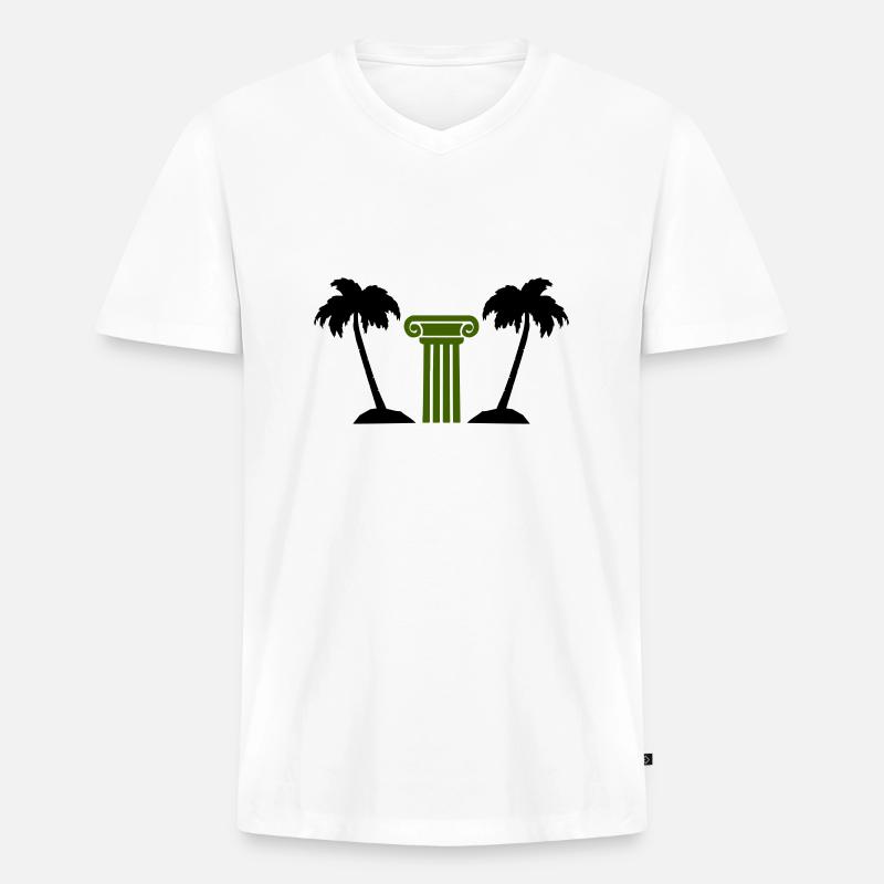 palmen säule - Männer Premium Bio T-Shirt mit V-Ausschnitt - Weiß