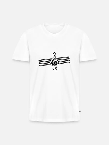 clef icon music - Men's Premium Organic T-shirt with V-neck - white
