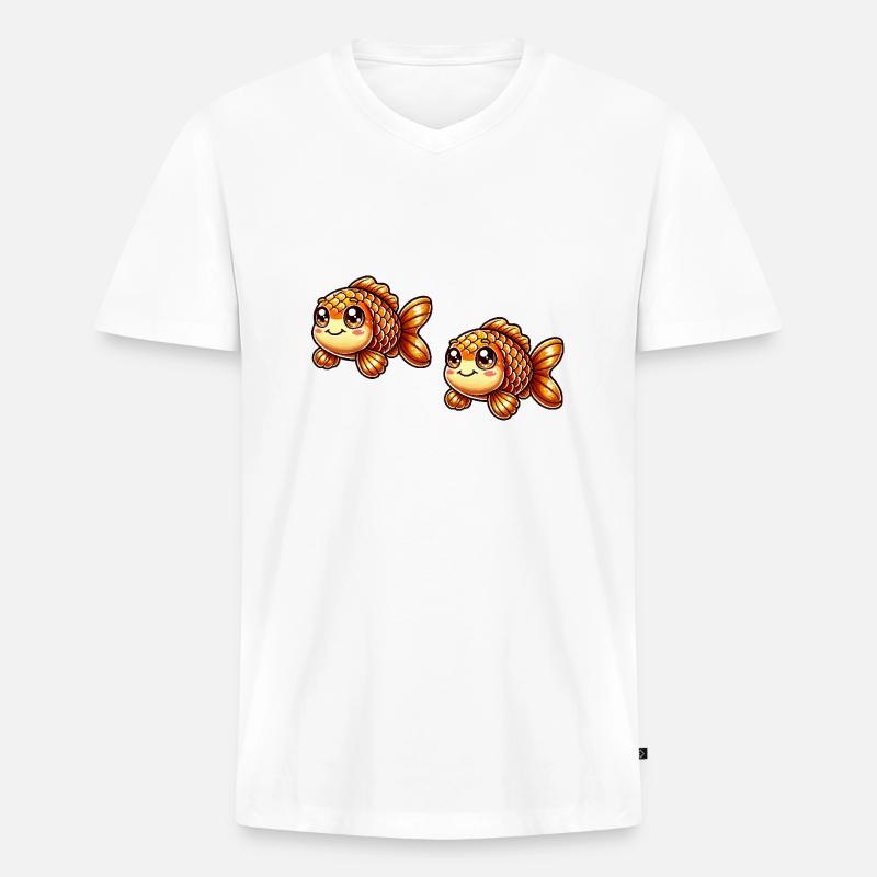 goldfisch comic 2 - Männer Premium Bio T-Shirt mit V-Ausschnitt - Weiß