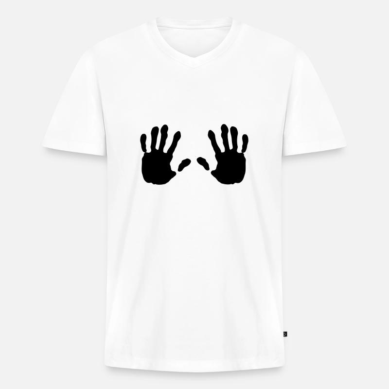 haende, Hand - Männer Premium Bio T-Shirt mit V-Ausschnitt - Weiß