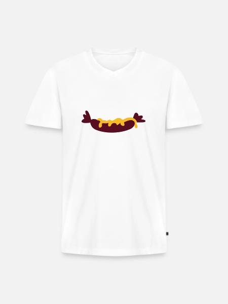 Wurst mit Senf / sausage with mustard (2c) - Männer Premium Bio T-Shirt mit V-Ausschnitt - Weiß