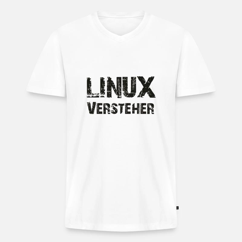 linux versteher - Männer Premium Bio T-Shirt mit V-Ausschnitt - Weiß