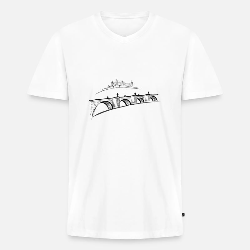 Brückenschoppen - Männer Premium Bio T-Shirt mit V-Ausschnitt - Weiß