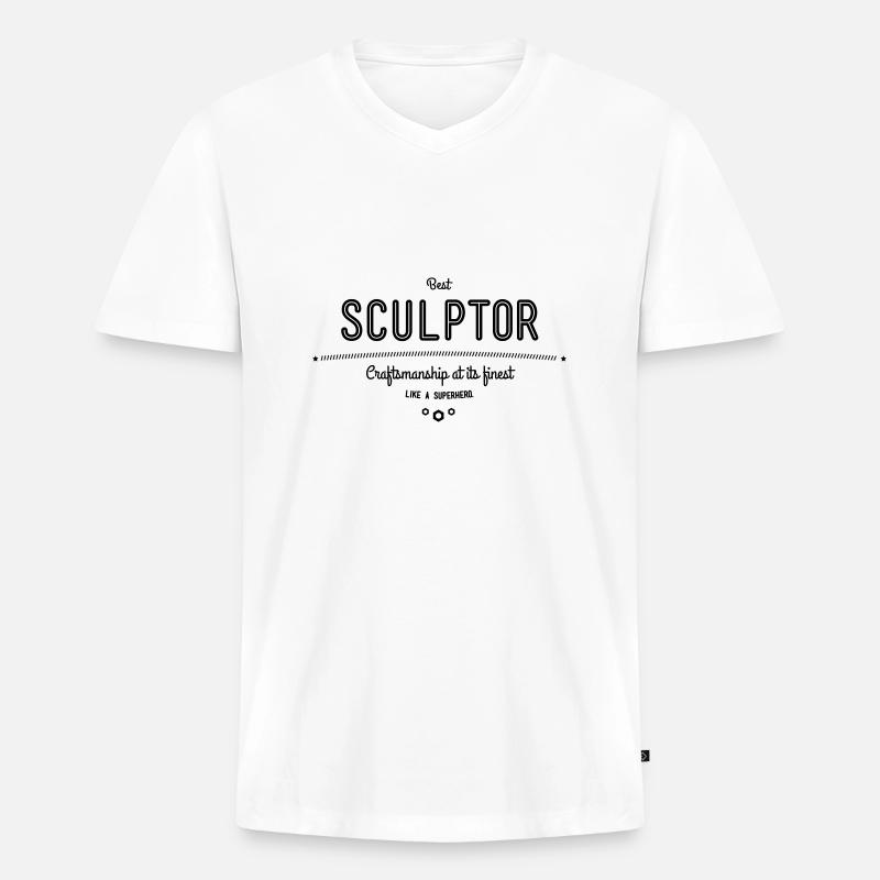Bester Bildhauer - Handwerkskunst vom Feinsten - Männer Premium Bio T-Shirt mit V-Ausschnitt - Weiß
