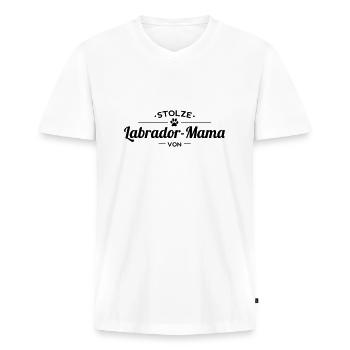 Labrador-Mama Wunschname - Männer Premium Bio T-Shirt mit V-Ausschnitt - Weiß - Vorne - Nico (187cm)