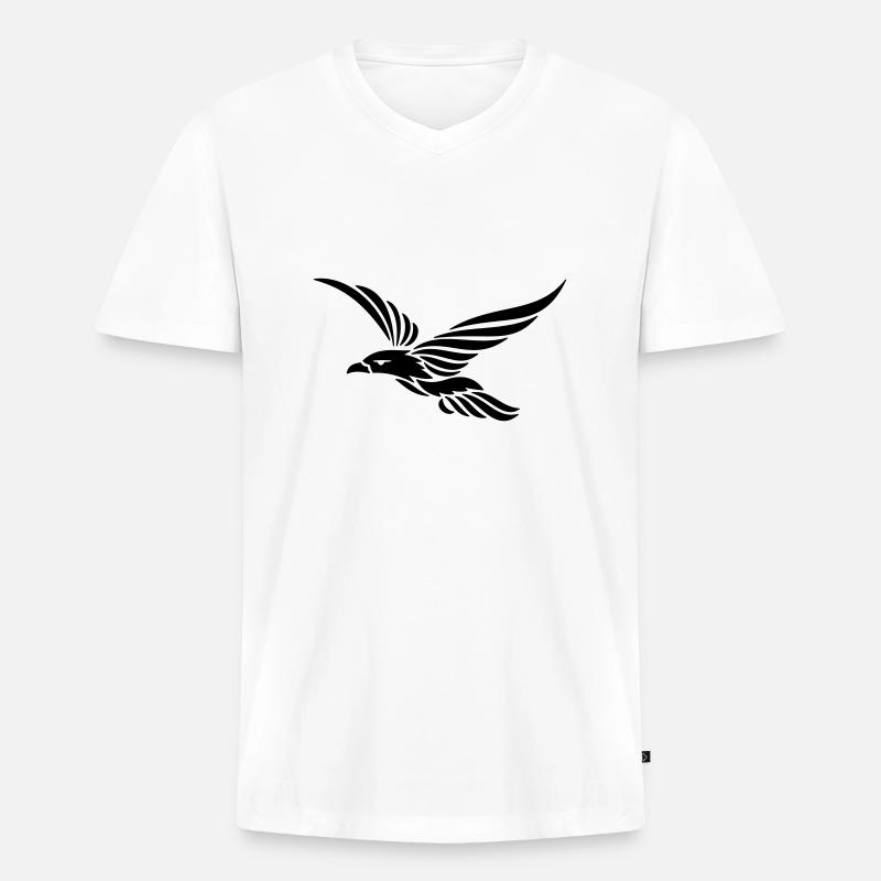 Tribal Rabe 1c - Männer Premium Bio T-Shirt mit V-Ausschnitt - Weiß
