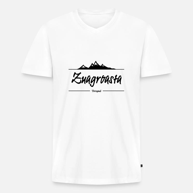 Zuagroasta - Männer Premium Bio T-Shirt mit V-Ausschnitt - Weiß