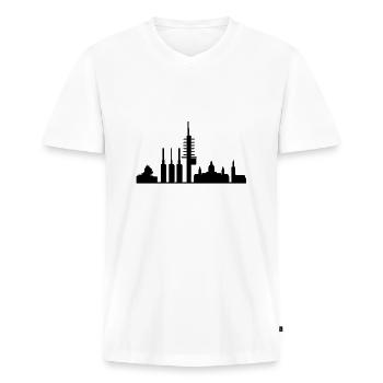 hannover - Männer Premium Bio T-Shirt mit V-Ausschnitt - Weiß - Vorne - Nico (187cm)