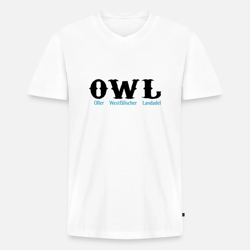 owl - Männer Premium Bio T-Shirt mit V-Ausschnitt - Weiß