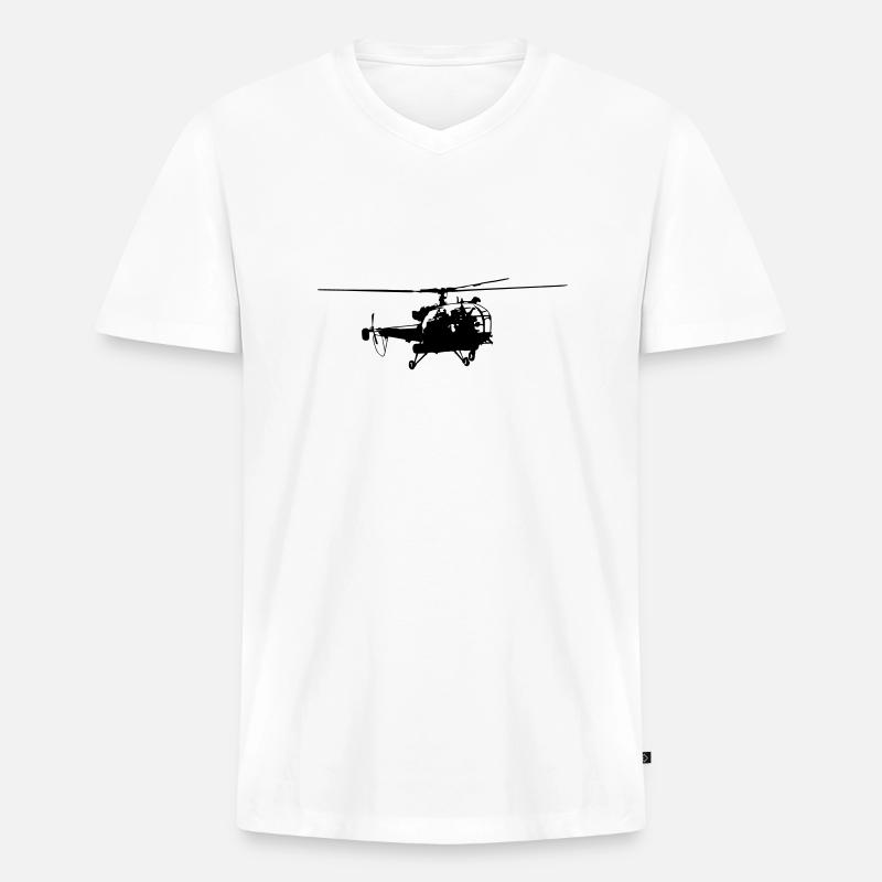 Helicopter - Männer Premium Bio T-Shirt mit V-Ausschnitt - Weiß