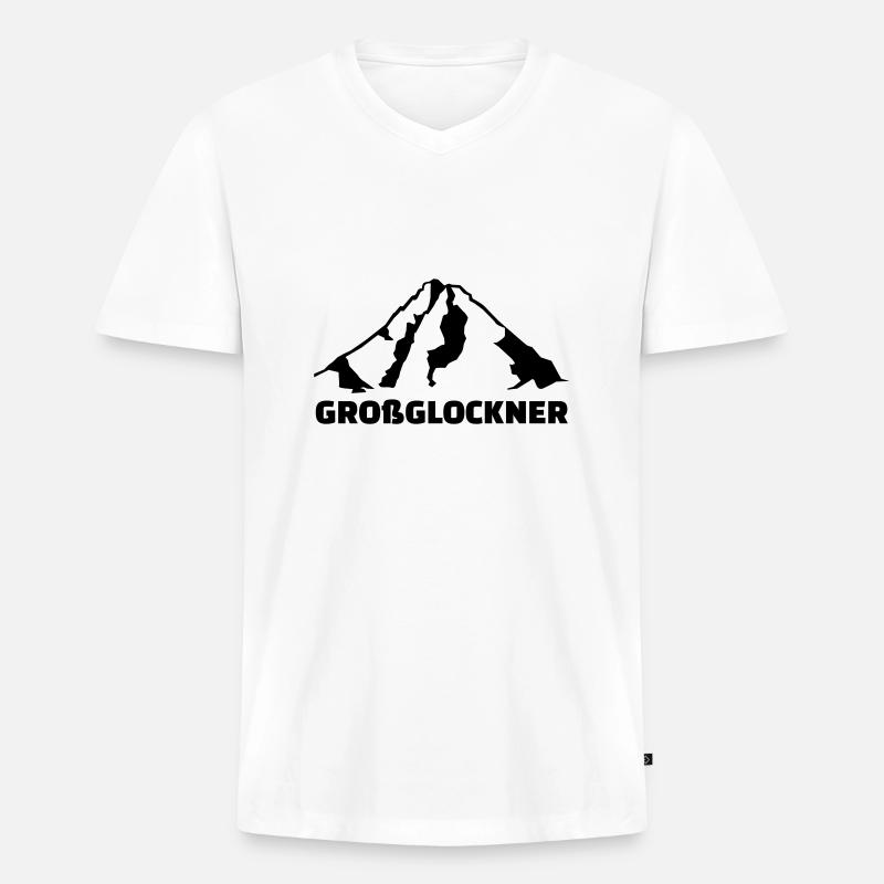 Großglockner - Männer Premium Bio T-Shirt mit V-Ausschnitt - Weiß
