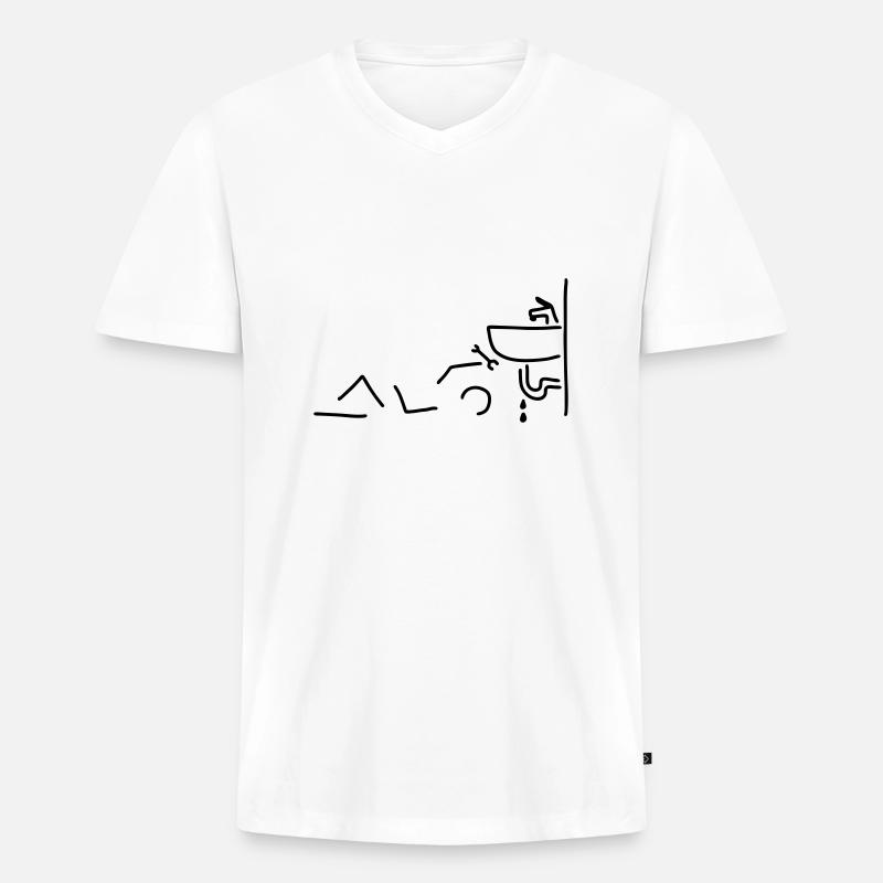 klempner repariert - Männer Premium Bio T-Shirt mit V-Ausschnitt - Weiß