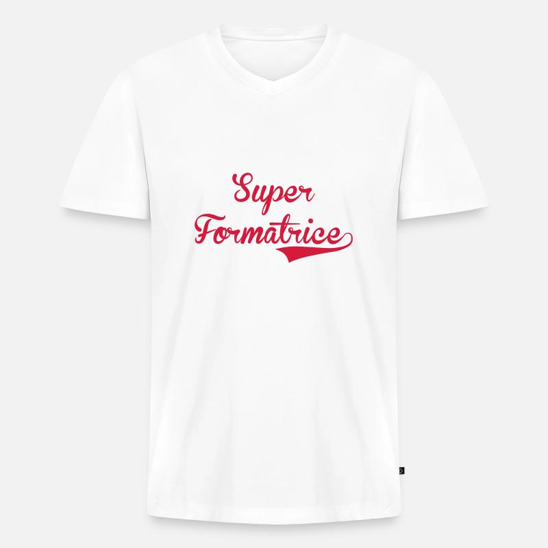 Ausbilder / Lehrer / Gestalter / trainer - Männer Premium Bio T-Shirt mit V-Ausschnitt - Weiß
