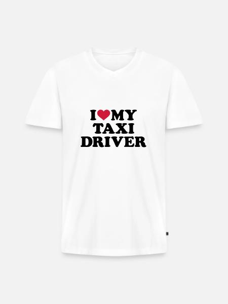Taxifahrer - Männer Premium Bio T-Shirt mit V-Ausschnitt - Weiß